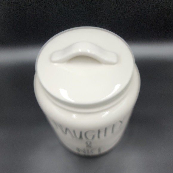 New Rae Dunn Artesian Collection Naughty & Nice Ceramic Cookie Jar Canister NWT - Picture 3 of 8